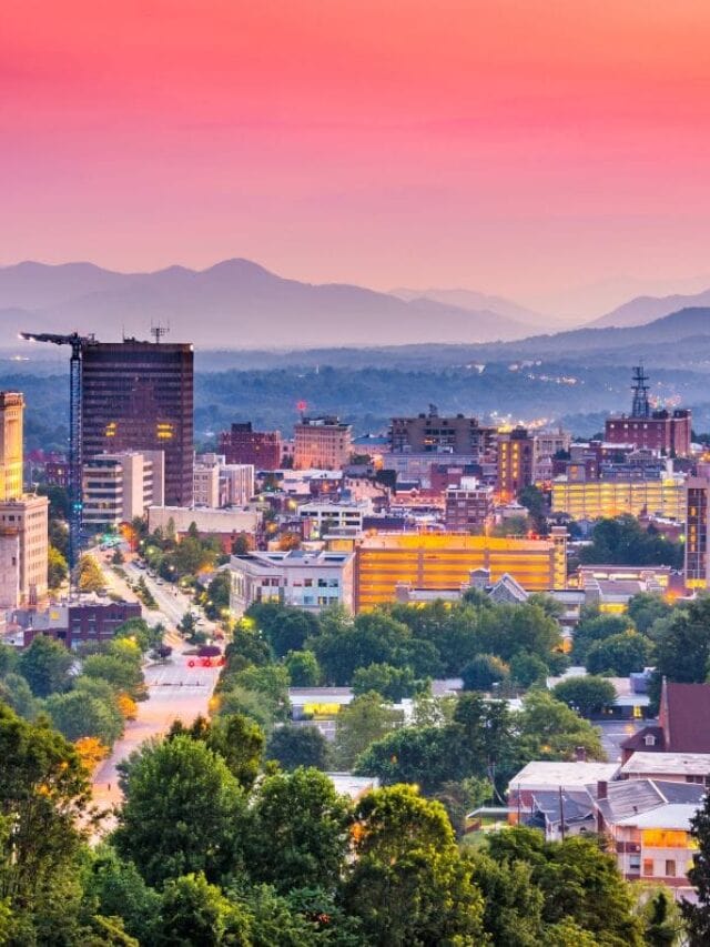 Asheville, North Carolina, USA at twilight.